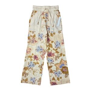 House Of Harlow Floral Wide Leg Linen blend Pants Cottagecore Beachy Resortwear